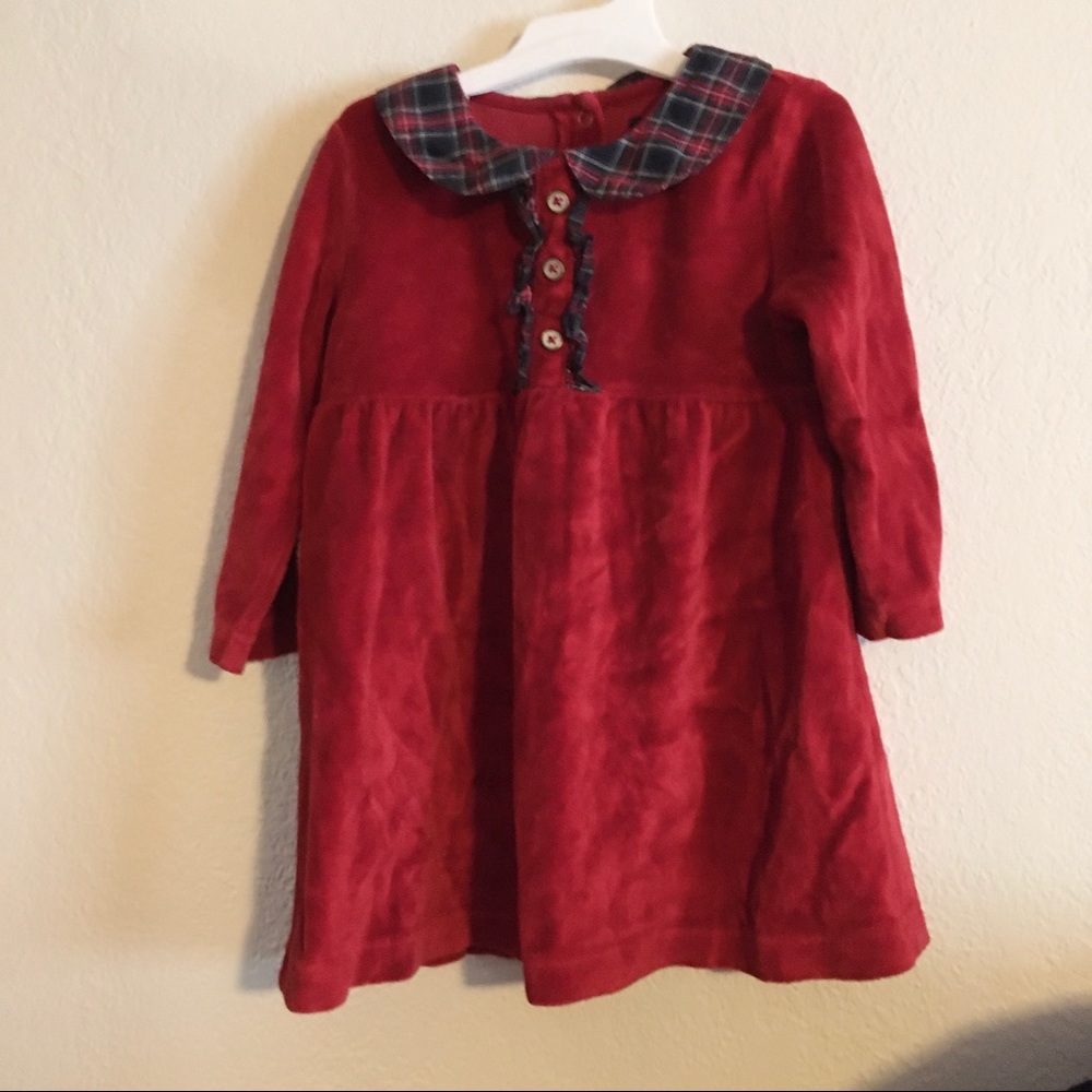 24M Chaps Red Velvet Long Sleeve Dress
